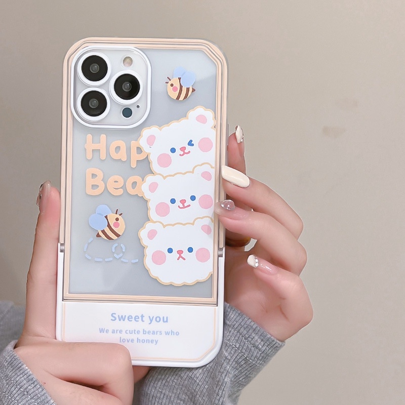 Ốp lưng iphone Ốp Điện Thoại Kèm Giá Đỡ Tàng Hình Họa Tiết Hoạt Hình Cho iphone13Promax 12Pro 11 / xs / 7 / 8 / plus Dinuo case