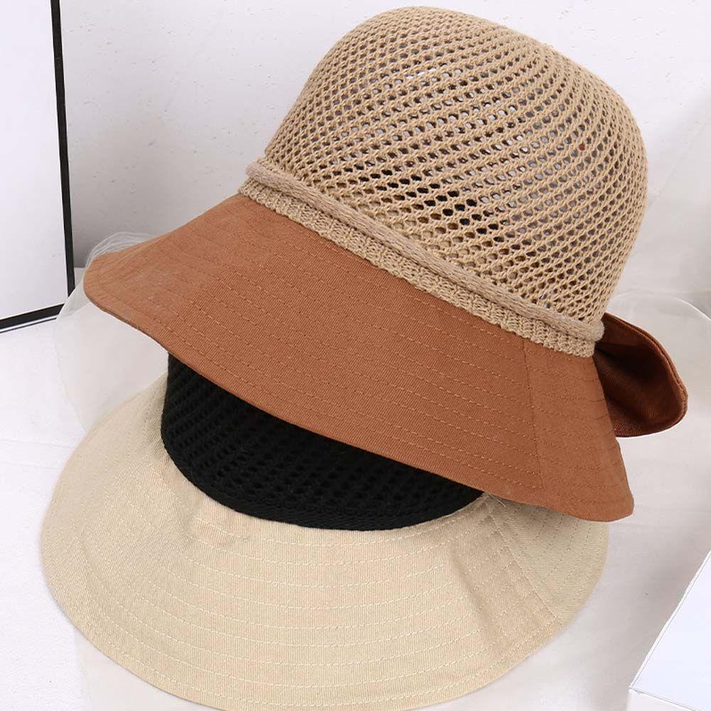 NICKOLAS Nón Bucket Rộng Vành Phối Nơ Thời Trang Mùa Hè Cho Phái Nữ