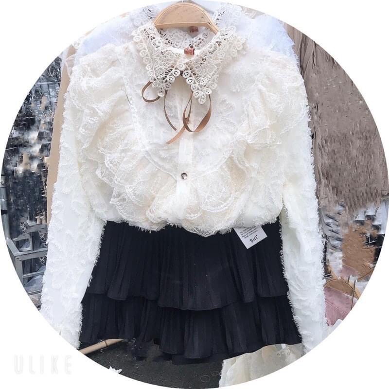 Áo sơ mi ren thêu qc