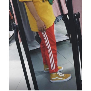 Quần joggers đỏ 3 sọc thể thao cao cấp