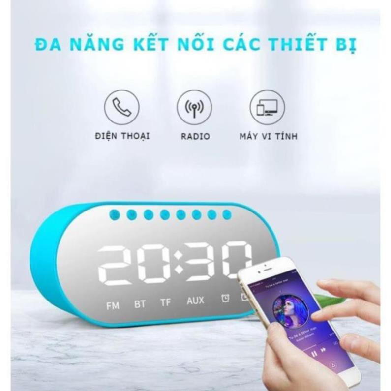 Loa Bluetooth Kim Đồng Hồ Mặt Kính Âm Bass Cực Đỉnh Nhỏ Gọn Tiện Lợi Đèn LED Hiển Thị Giờ  [HÀNG XỊN]