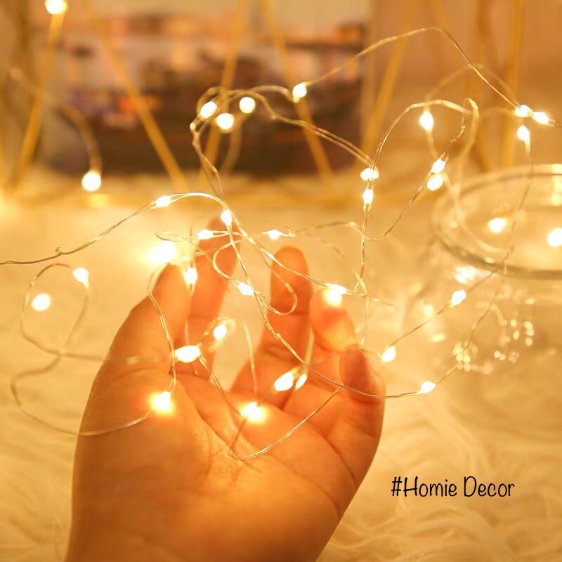 Dây đèn đom đóm có sẵn pin trang trí phòng ngủ - Đèn decor fairy light hot trend