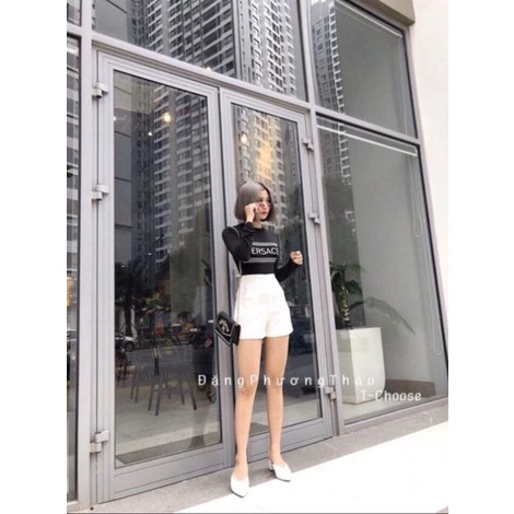 Quần short cạp khóa nổi KH508, quần đùi vải cạp cao khóa giữa phong cách ulzzang cho nữ