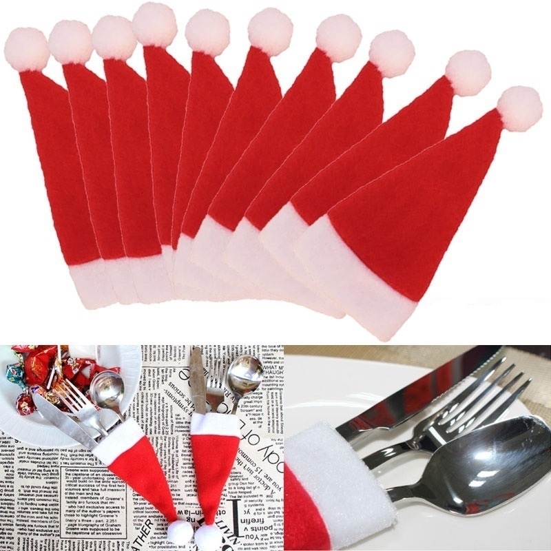 Túi Đựng Muỗng Nĩa Hình Nón Ông Già Noel Mini