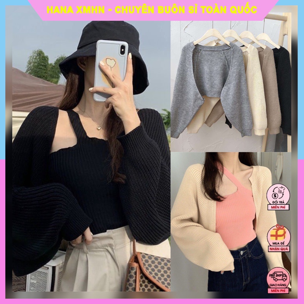 Áo Cardigan Nữ Dệt Kim Dáng Crotop, Áo Khoác Cánh Dơi Sành Điệu - HÀNG MỚI VỀ
