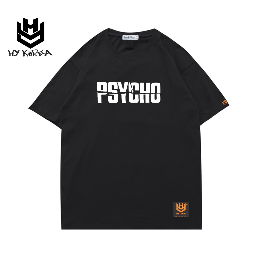 Áo Thun HY Korea Nam Nữ Form Rộng Tay Ngắn In Hình PSYCHO Chính Hãng, Vải Cotton 75% Co Giãn 4 Chiều, DC232