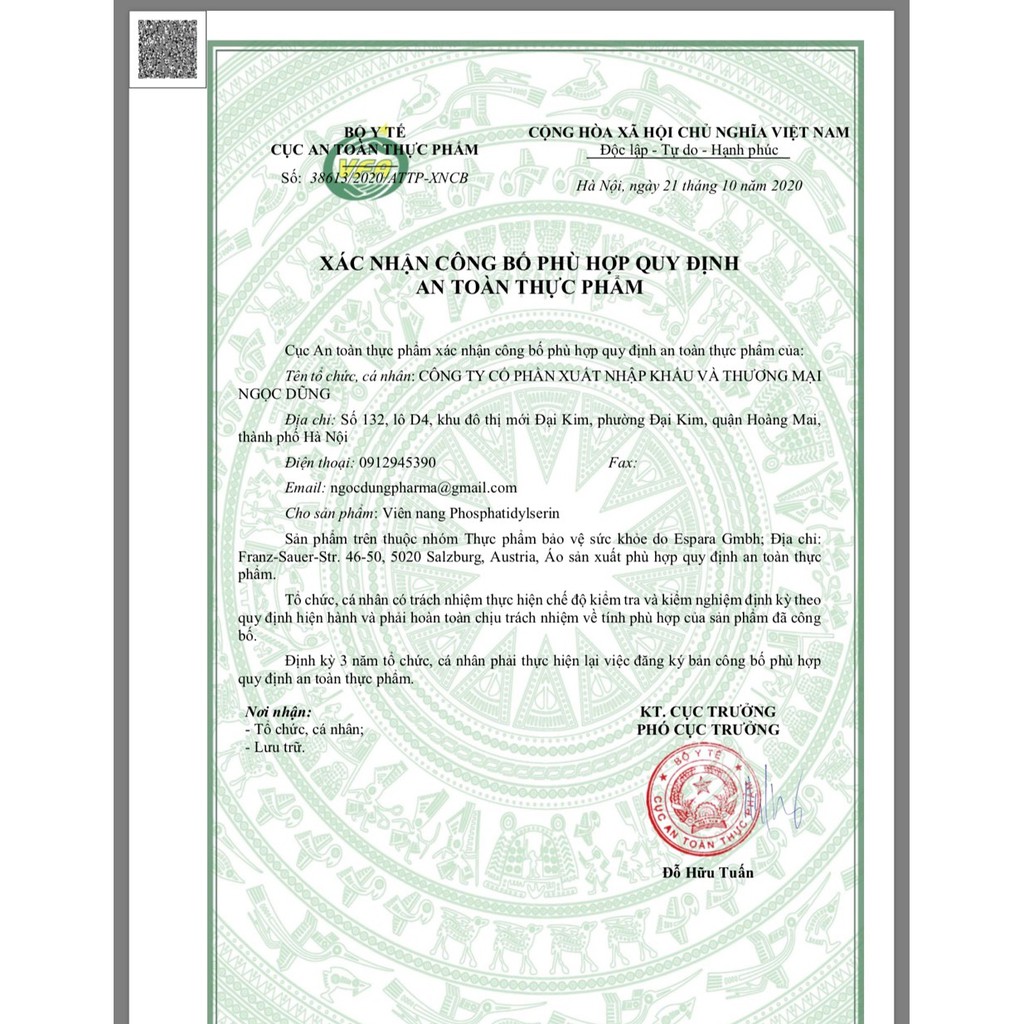 Phosphatidyl Serin Espara lọ 60 viên nhập khẩu Áo  phosphatidylserine