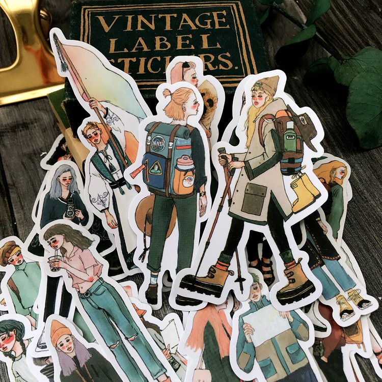 Sticker cô gái du lịch