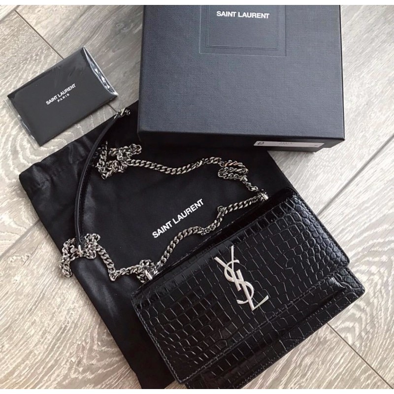 Túi đeo chéo đeo vai flapbag spsl fullbox da thật dập vân cá sấu bóng hàng cao cấp