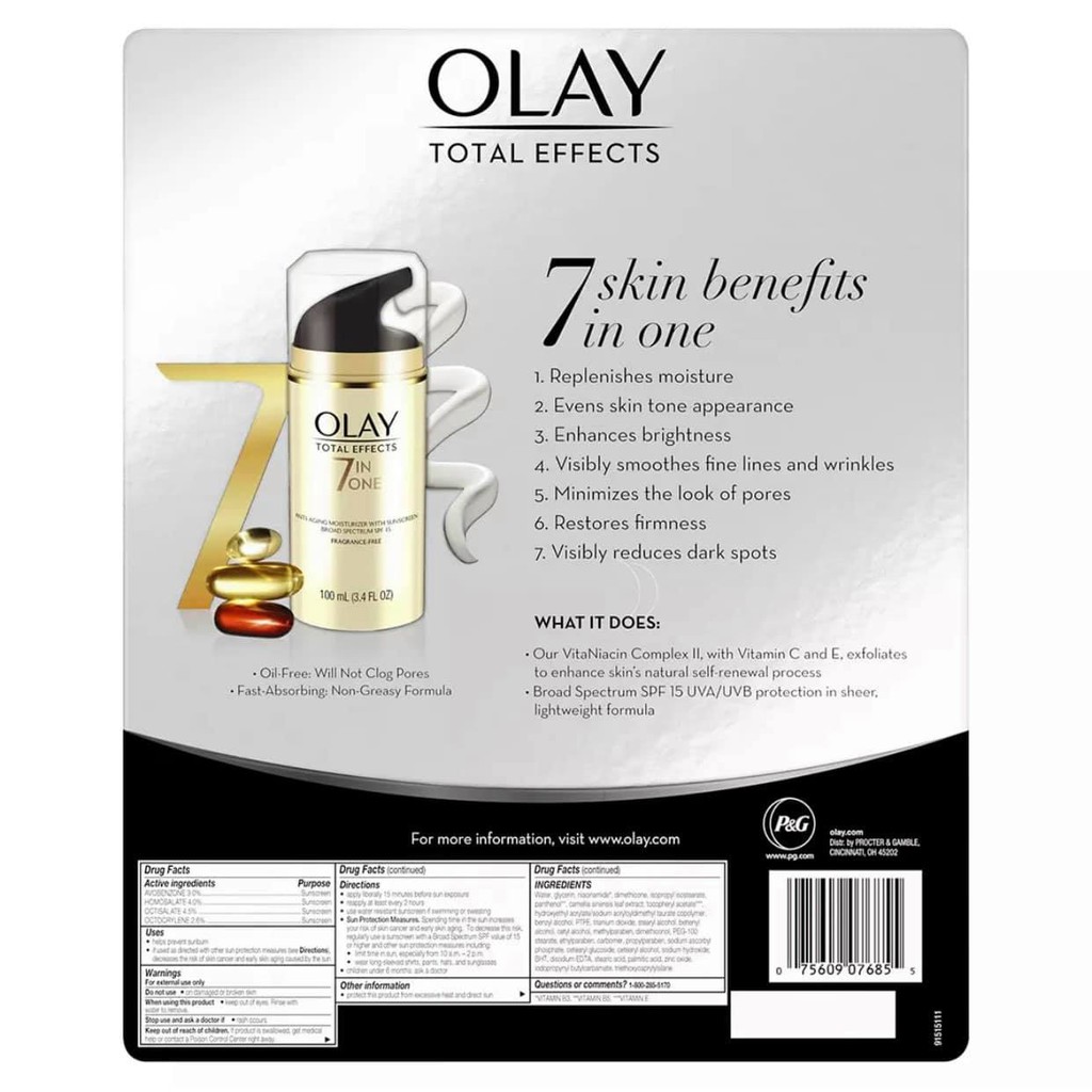 Kem dưỡng da chống lão hóa - Olay Total Effects 7-in-1 Anti - Aging moisturizer with sunscreen