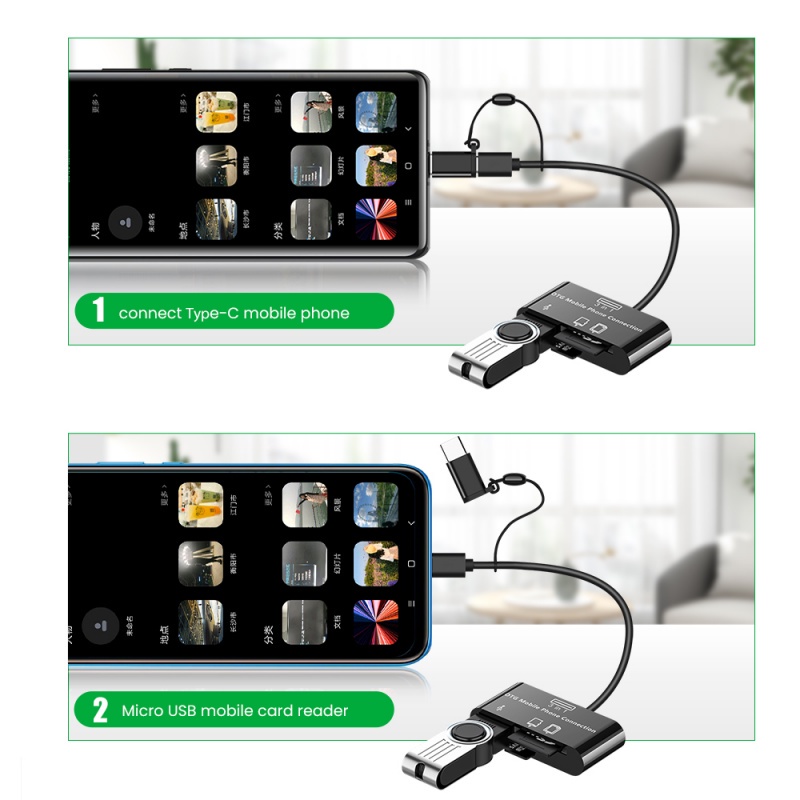 Đầu đọc thẻ nhớ ANKNDO 3 trong 1 đầu cắm Type-c Micro USB SD TF cho điện thoại/ máy tính bảng