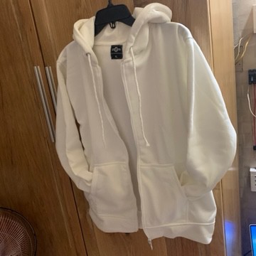 Áo hoodie zipper unisex 2T Store HZ02 màu trắng - Áo khoác nỉ dây kéo nón 2 lớp dày dặn chất lượng đẹp