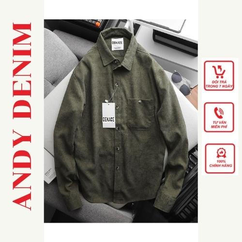 Áo sơ mi nam nhung tăm, áo sơ mi nam dài tay chất liệu nhung tăm- andydenim