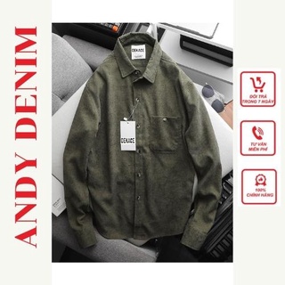 Áo sơ mi nam nhung tăm, áo sơ mi nam dài tay chất liệu nhung tăm- andydenim