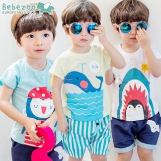 Set 2 áo thun bé trai Hàn Quốc hiệu Bebezoo cực cute