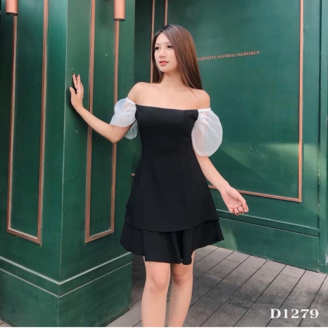 Đầm Đen Tay Trắng Xoè