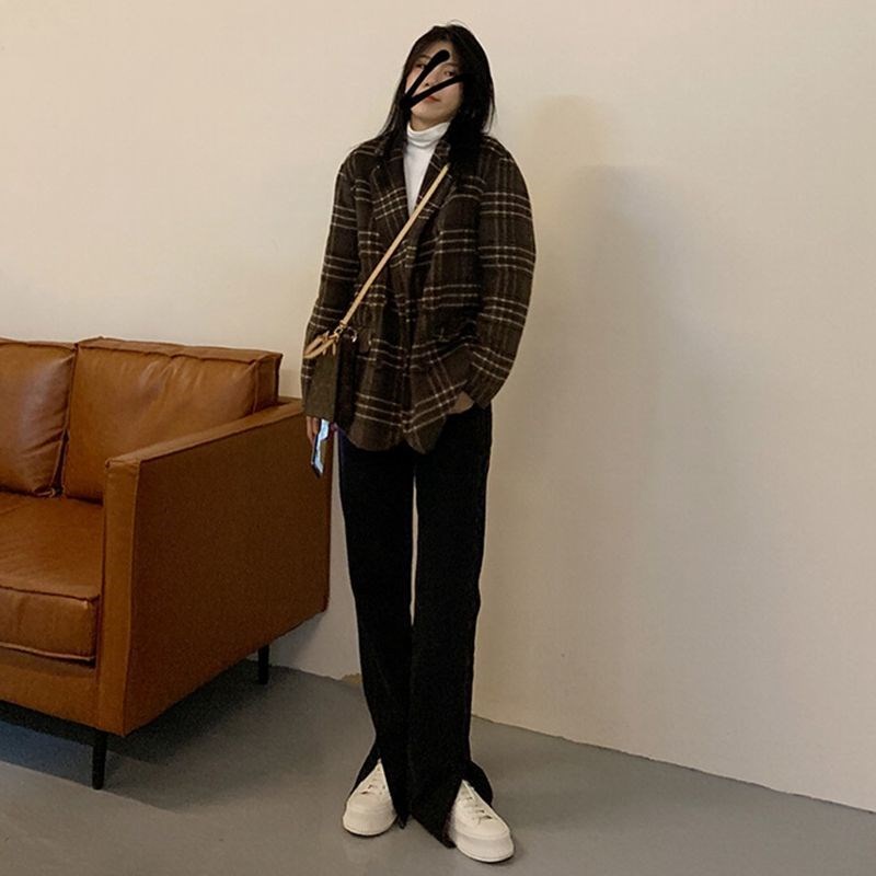 SUXI Quần jean dài lưng cao ống rộng phong cách Hàn Quốc thời trang mùa thu dành cho nữ