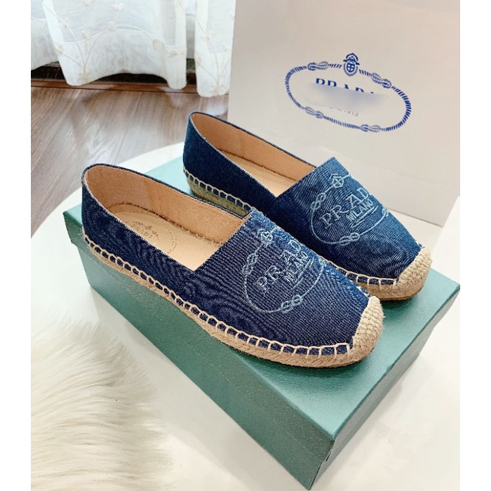 Giày Slip On P Viền cói Hoa Tiết thêu Nổi Fullbox Bill Túi
