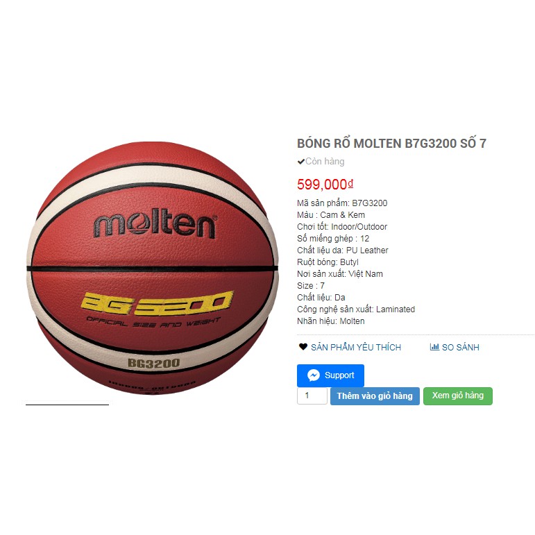 Bóng rổ da Molten BG3200 size 5,6, 7