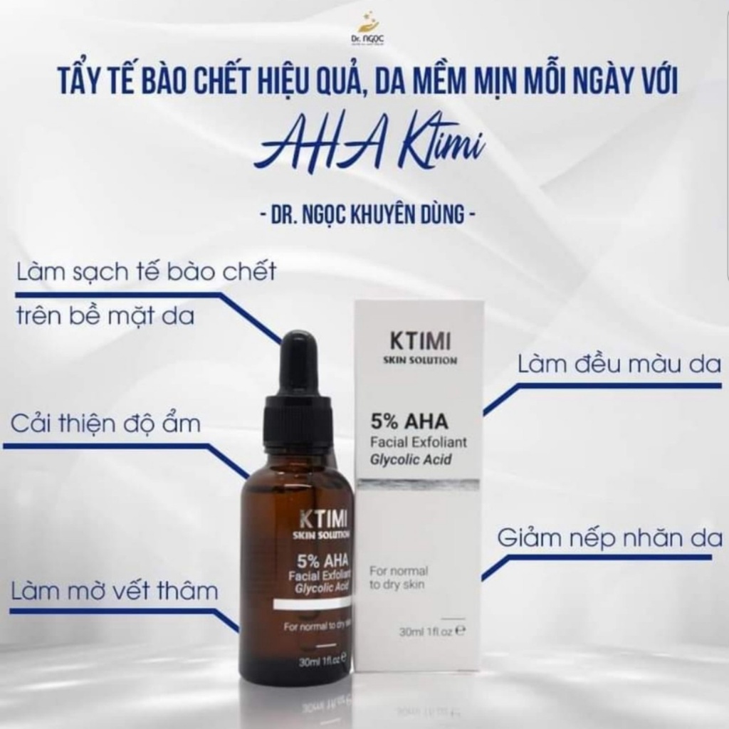 Tẩy da chết hóa học AHA 5% 3Oml .KTIMI Facial Exfoliant Glycolic a cid,tẩy tế bào chết an toàn,dịu nhẹ dành cho da khô | BigBuy360 - bigbuy360.vn