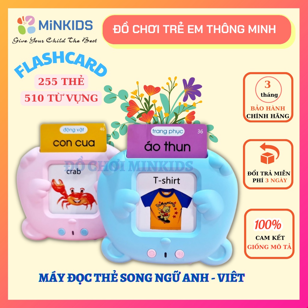 Máy đọc thẻ Flashcard tiếng anh - việt , máy học tiếng anh cho bé Tuệ Minh gồm 255 thẻ 510 từ khoá và 27 chủ đề gần gũi