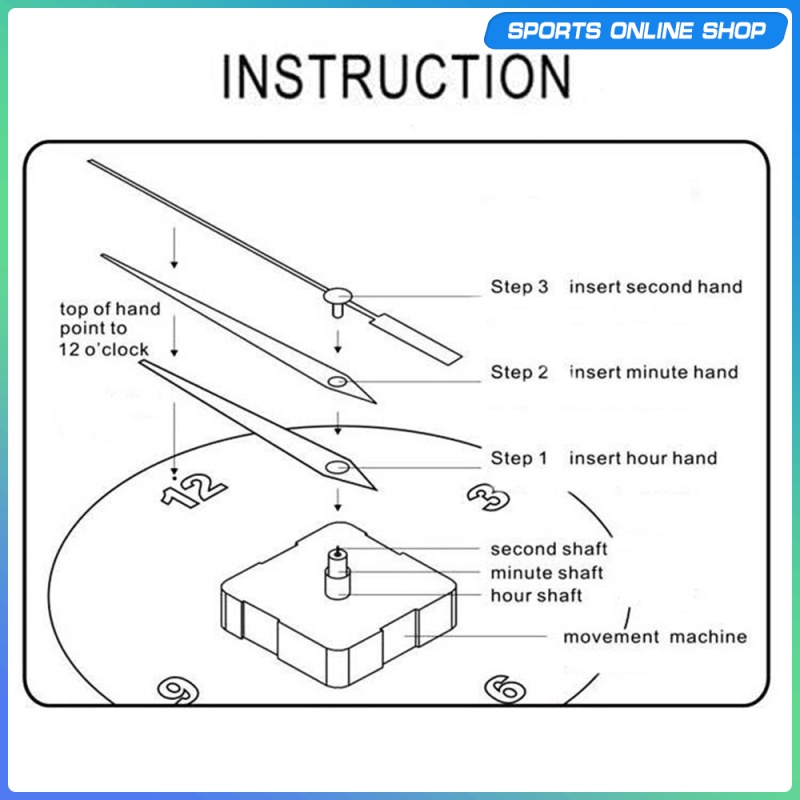 1 Bộ Động Cơ Thay Thế Cho Đồng Hồ Treo Tường 12 Giờ Diy