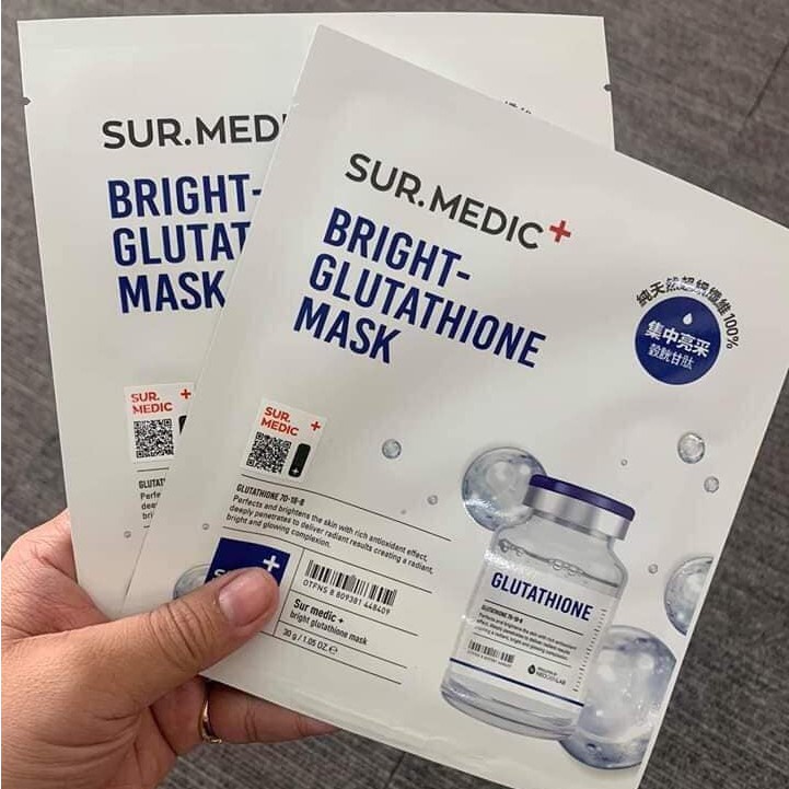 Mặt Nạ Dưỡng Trắng Da Sur.Medic Super Glutathione 100 Bright Mask - Full Hộp (10 miếng)