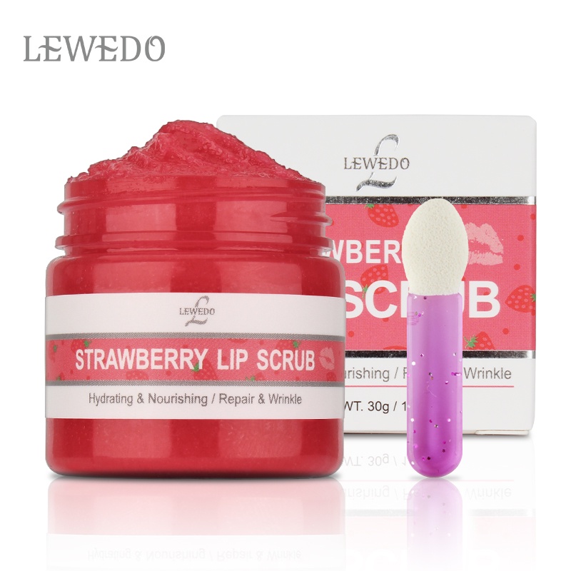 LEWEDO Strawberry Lip Scrub Moisturizing Repair Lip Care 30g