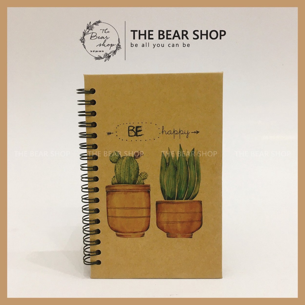 Sổ tay ghi chép handmade vintage - Khổ A6 bìa cứng giấy kraft - The Bear Shop