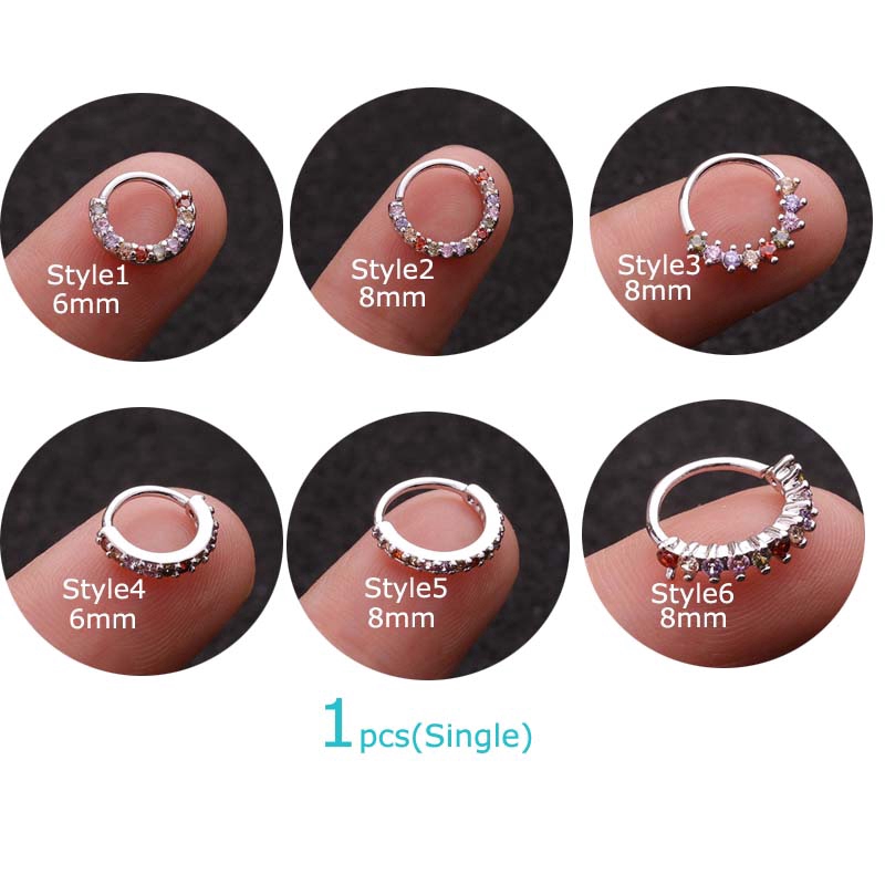 Khuyên Tai Tròn Đính Đá Zircon Nhiều Màu Thời Trang