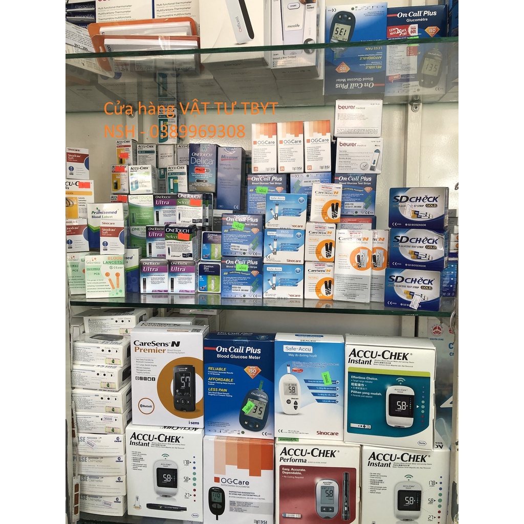 Hộp 50 que thử đường huyết SINOCARE Safe-Accu,Que TEST Thử Đường Huyết +kim lấy chích máu đường huyết Safe Accu SINOCARE