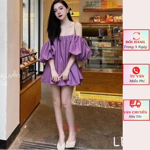 Áo trễ vai babydoll nữ tay bồng dáng suông oversize phom rộng tiểu thư bánh bèo đi biển Hàn Quốc