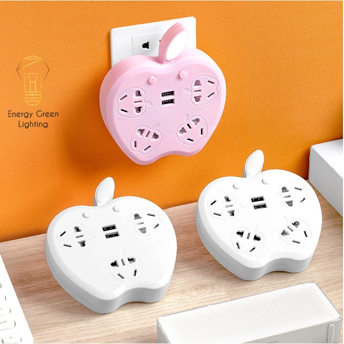 Ổ Cắm Điện Thông Minh Hình Energy Green Lighting Qủa Táo OD-548 - OD-538 Chuyển Đổi Đa Chức Năng - Có Đầu Cắm USB