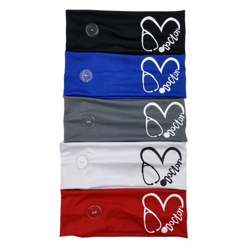 Băng Đô Cài Tóc Co Giãn Chống Trượt In Họa Tiết Trái Tim