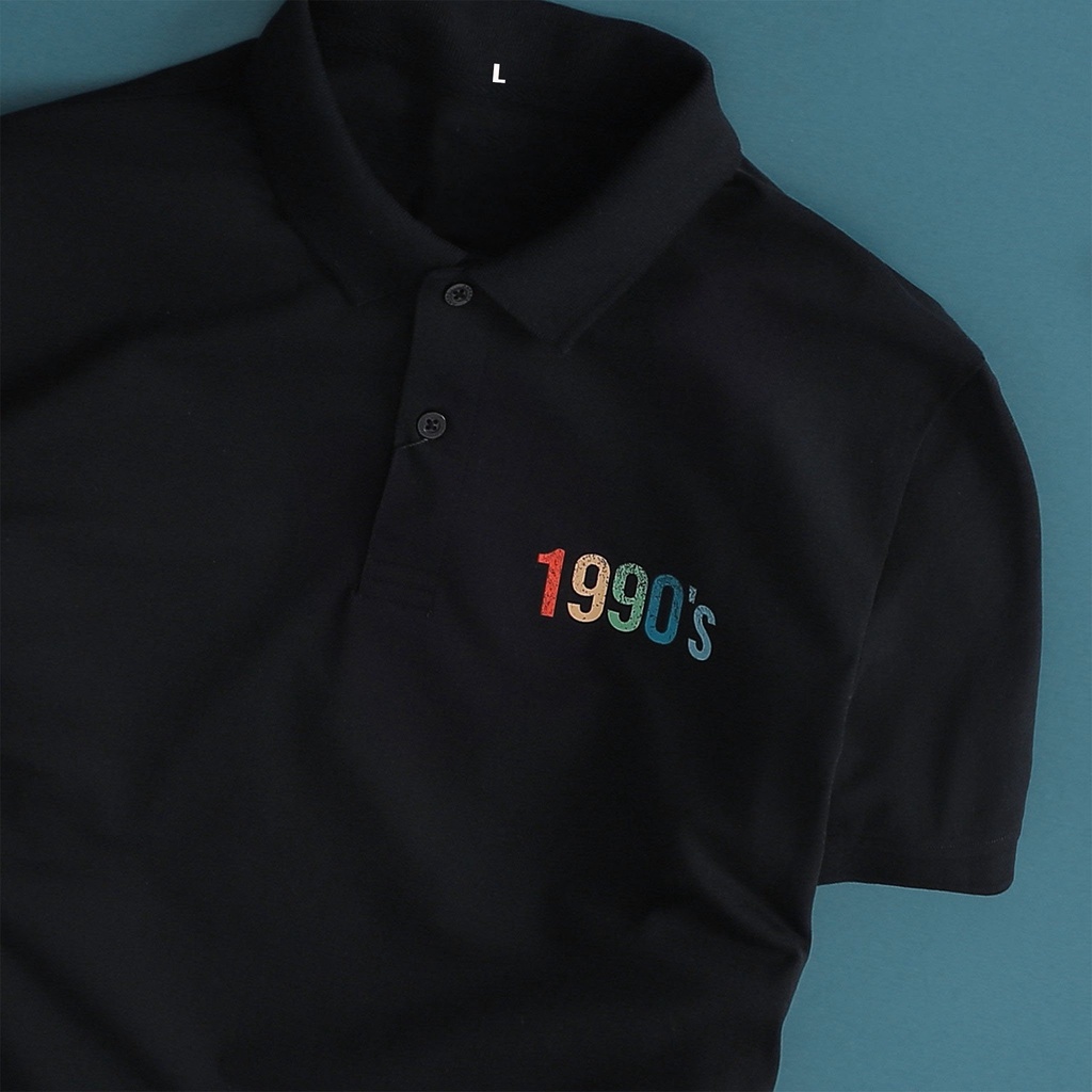 Áo thun polo 1990s Radio - vải cao cấp unisex nam nữ áo đen