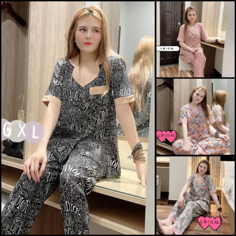 BIGSIZE - Pijama lụa Thái tay ngắn quần dài - Đồ ngủ nữ lụa loại 1 cao cấp không nhăn (ẢNH THẬT CỦA SHOP) , *