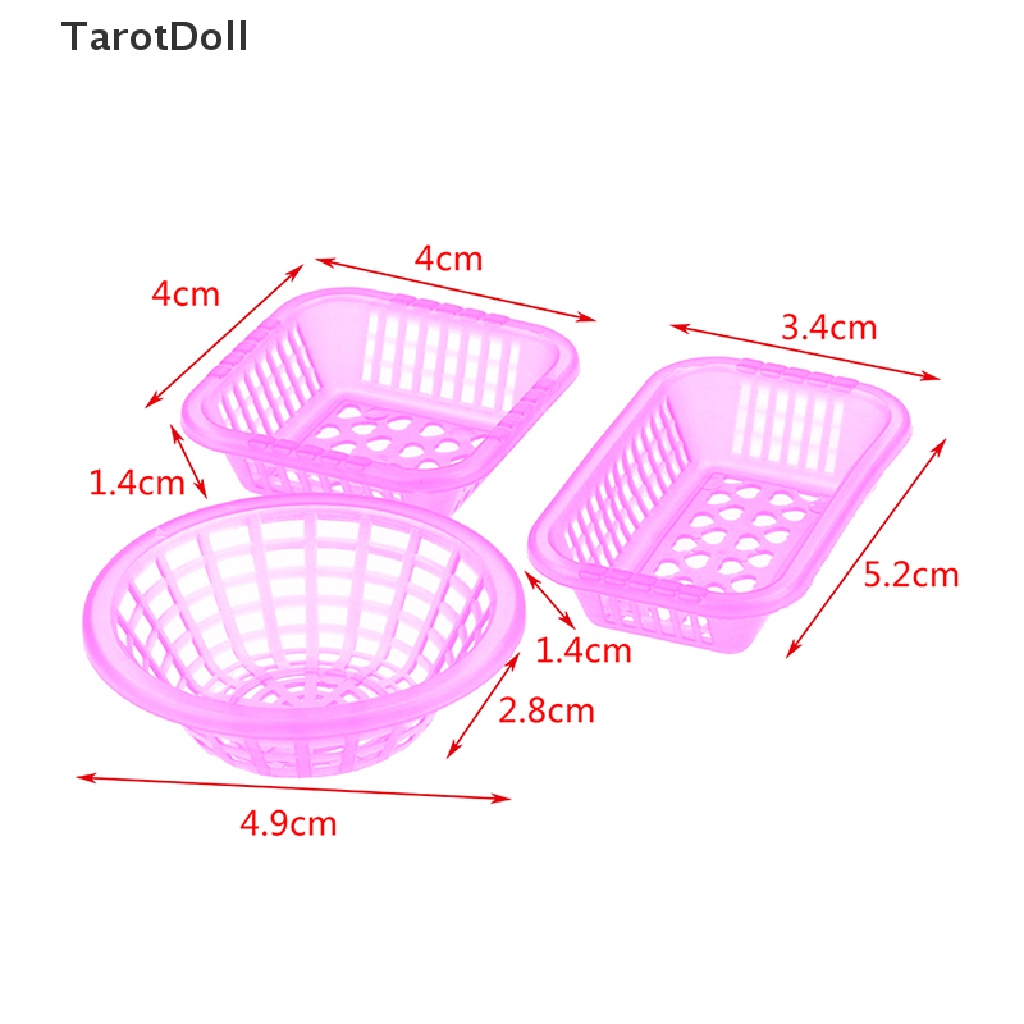 Bộ 3 Rổ Đựng Trái Cây / Rau Củ Mini Tỉ Lệ 1: 12 Trang Trí Nhà Búp Bê