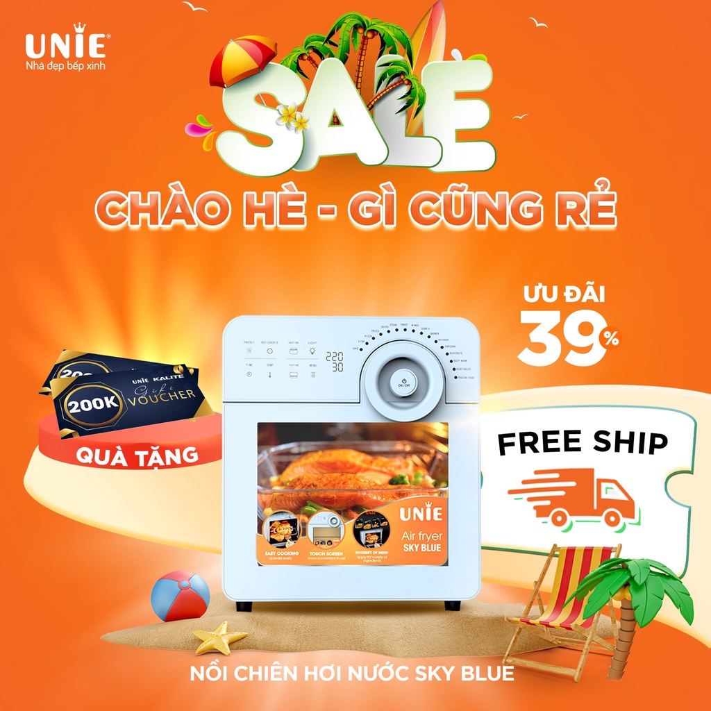 Nồi chiên không dầu Air Fryer UNIE Sky Blue dung tích lớn 14,5L công suất 1700W HT Shop BH [ 24 tháng ]