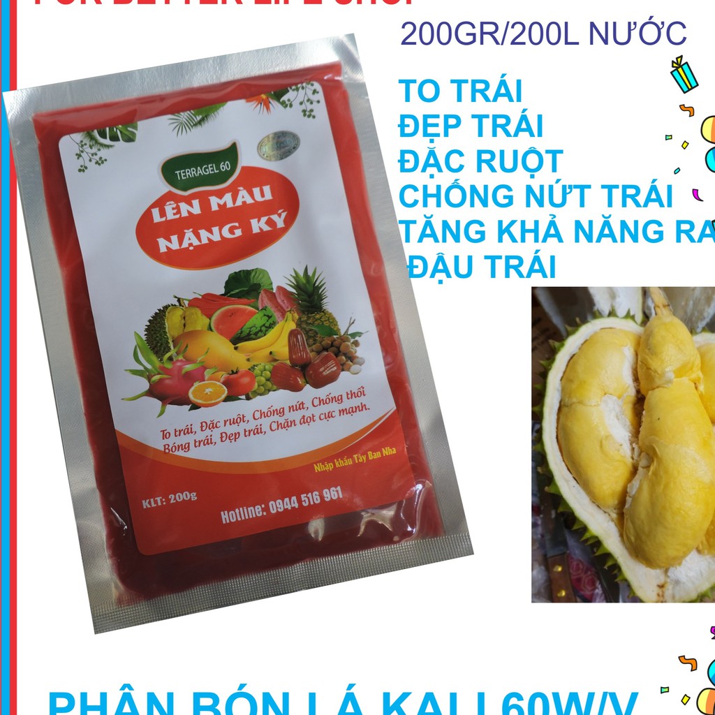 Phân Bón Lá KALI 60 Lên Màu, Nặng Ký gói 200gr