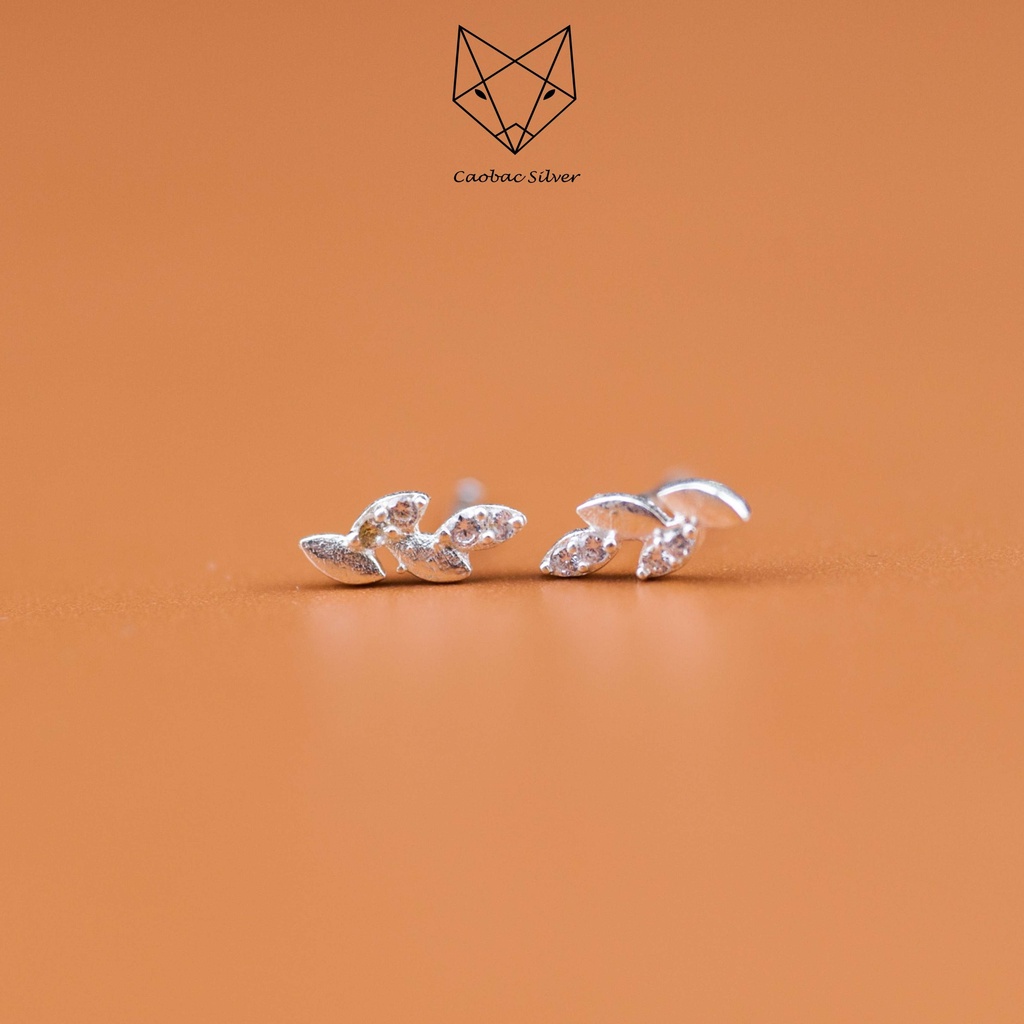 Set Combo Bộ 3 Đôi Khuyên Tai Bạc Ta Basic CaoBac Silver Đính Đá Lấp Lánh Thanh Lịch Nhỏ Xinh Hợp Đeo Lỗ Tai Trên