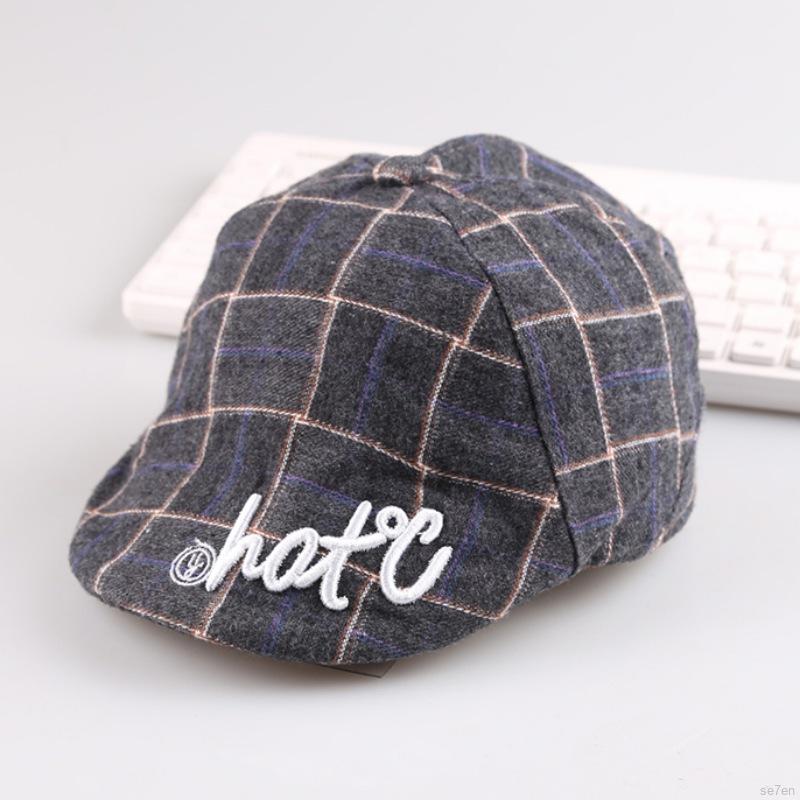 Mũ Nồi Hoạ Tiết Sọc Ca Rô Phong Cách Retro Cho Bé 2-5 Tuổi