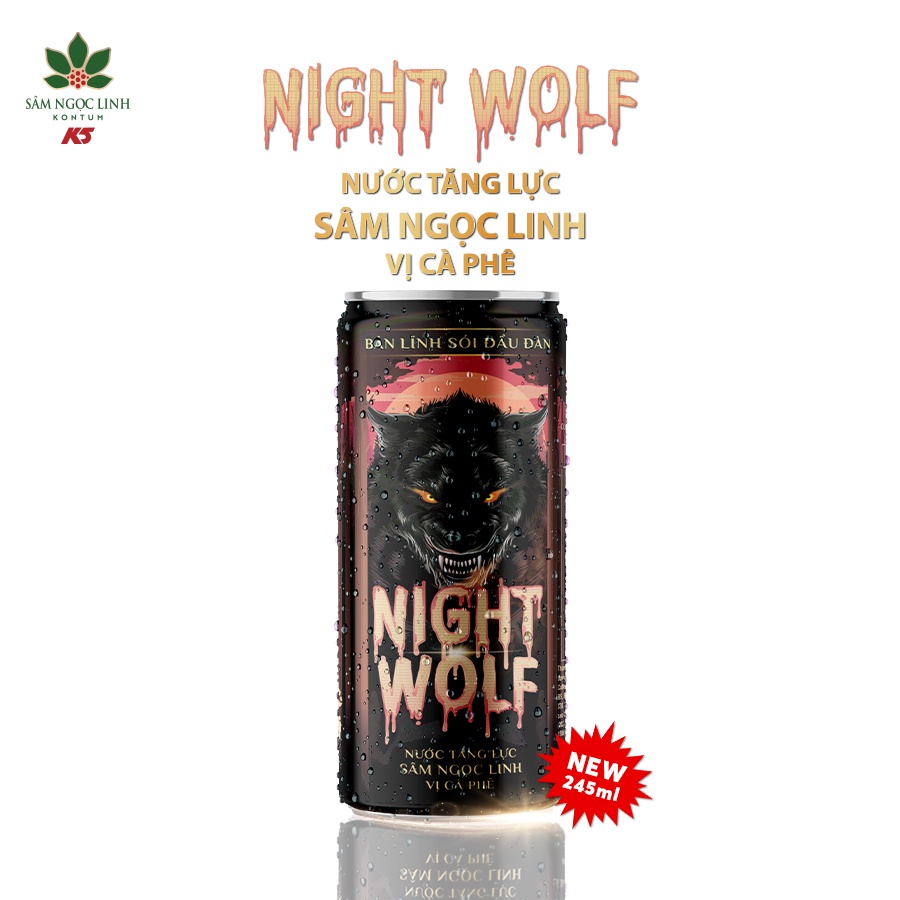 [Chính hãng]  Pack 6 Lon Nước Tăng Lực Night Wolf Sâm Ngọc Linh Vị Cà phê 245Ml/ Lon