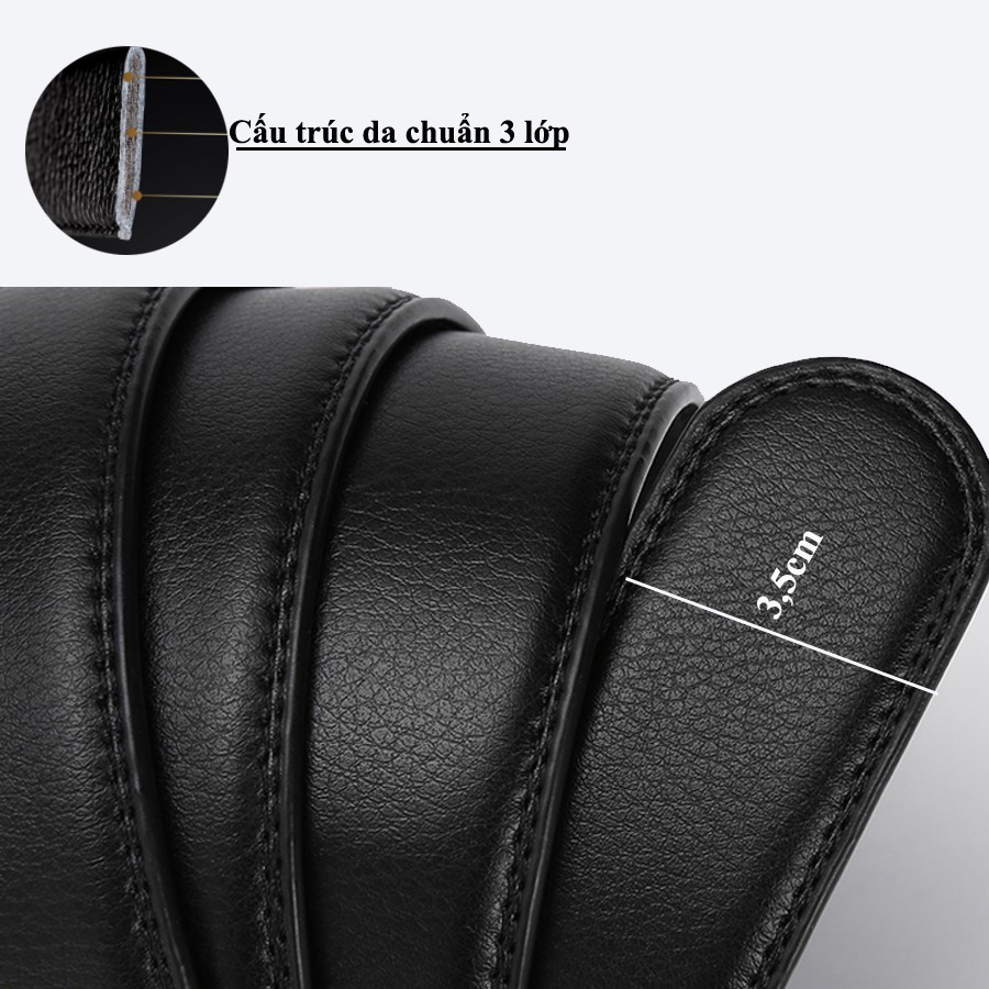 Thắt Lưng Da, Dây Nịt Nam S01 Khóa Kim Loại Tự động Cao Cấp, Bản 3,5cm, Phù Hợp Mặc Quần Âu, Thời Trang Công Sở