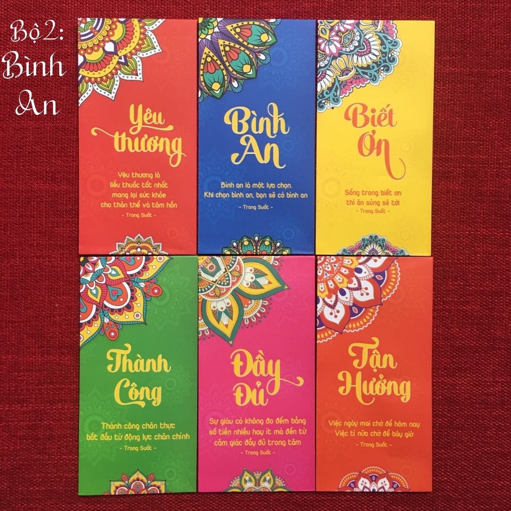 Bộ Lì xì Trong Suốt họa tiết nhà Phật Mandala [Tuyệt đẹp] - sự hoàn hảo của thế giới trong mắt Chư Phật