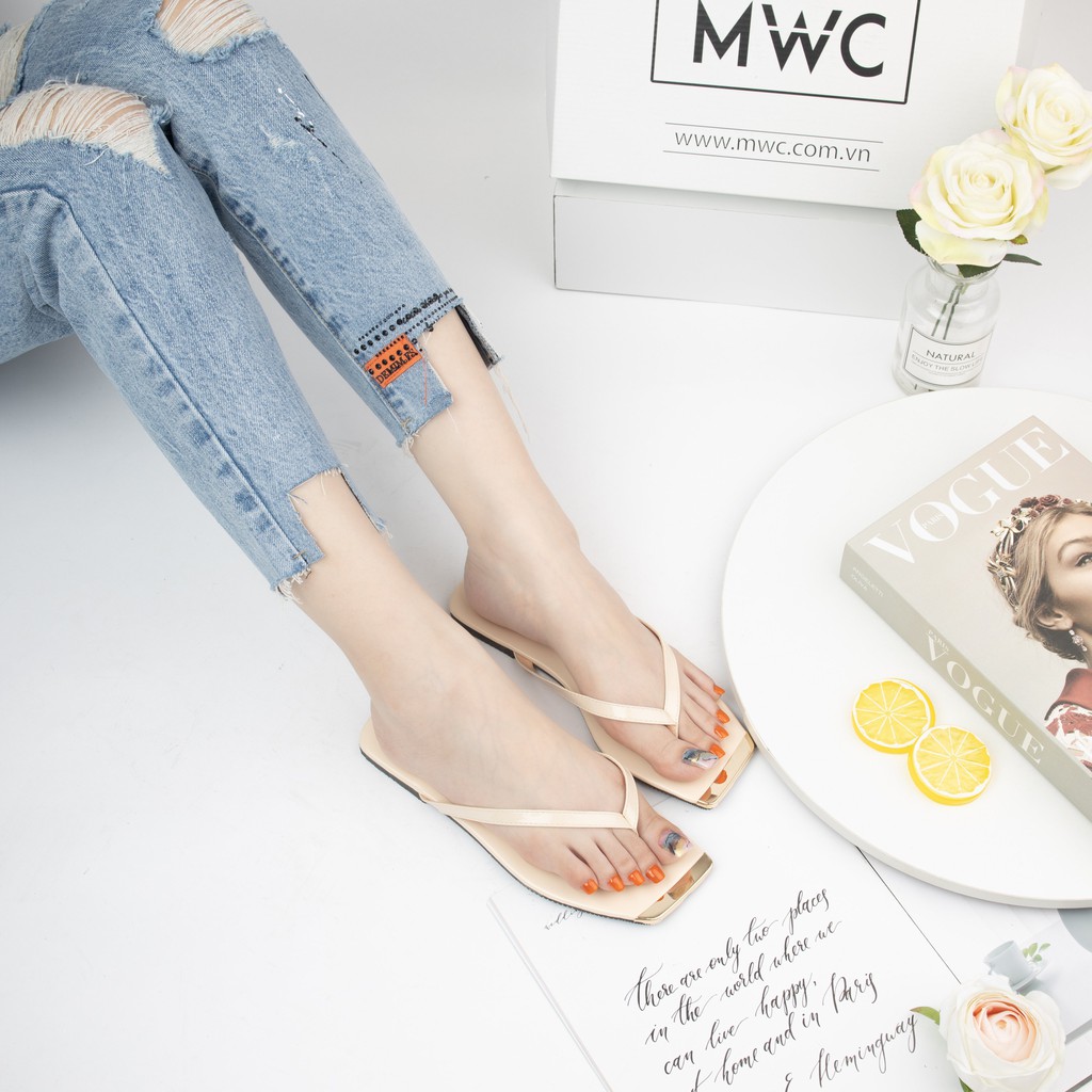 Dép nữ quai kẹp mũi vuông MWC NUDE- 3385