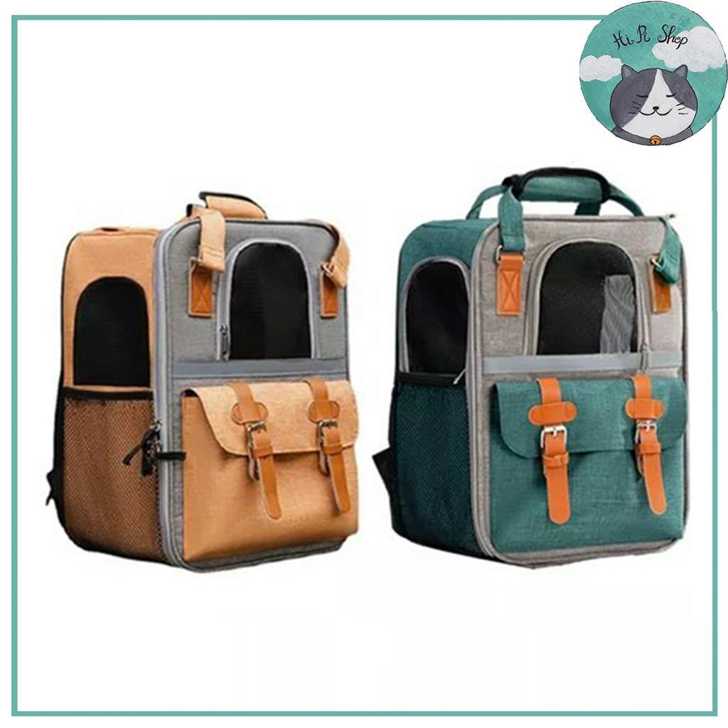Balo Vận Chuyển Thú Cưng Hàng Thiết Kế Cao Cấp Bằng Vải Dệt Phối Da -Túi Đeo Vai Du Lịch Chuyên Dụng Chở Chó Mèo