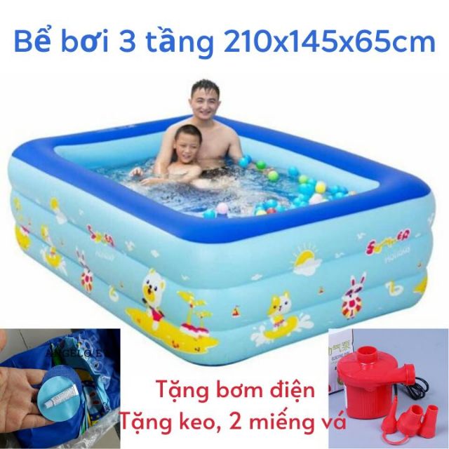 Bể bơi bơm hơi cho cả gia đình (Tặng keo và 2 miếng vá dự phòng)