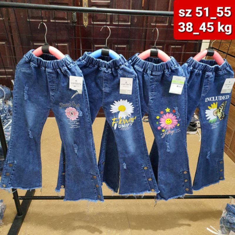 Quần Bò Bé Gái Ống Loe 30-35kg Chất Giãn Đẹp
