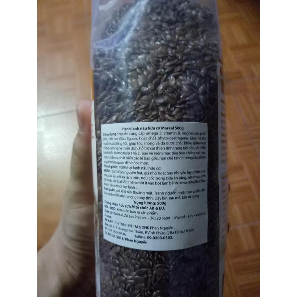 Hạt lanh nâu hữu cơ markal 500g - date 2022