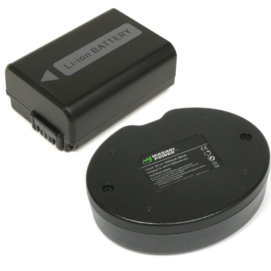 Bộ 2 Pin Và Sạc Wasabi NP-FW50 Cho Sony A6000 / A6100 / A6300 / A6400 / A6500 / A7 / A7M2 / A7R / A7RM2 / A7S / A7S2 NEX